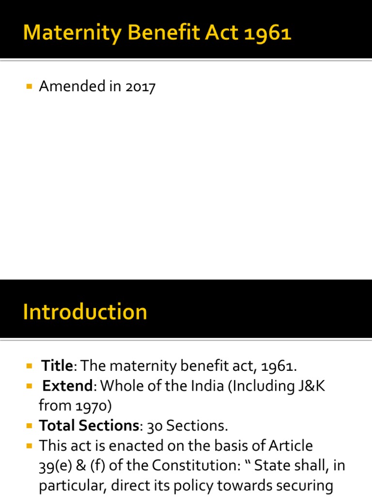 Maternity Act PDF Parental Leave Employment