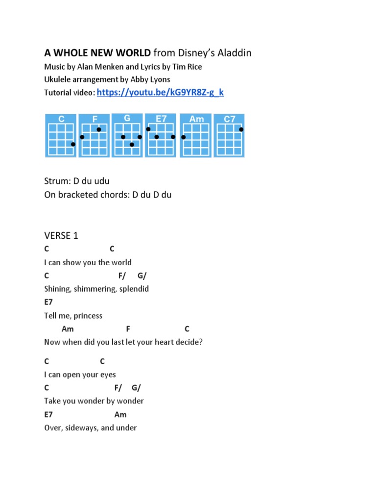 A Whole New World Disney S Aladdin Pdf Pdf Musical Compositions Songs