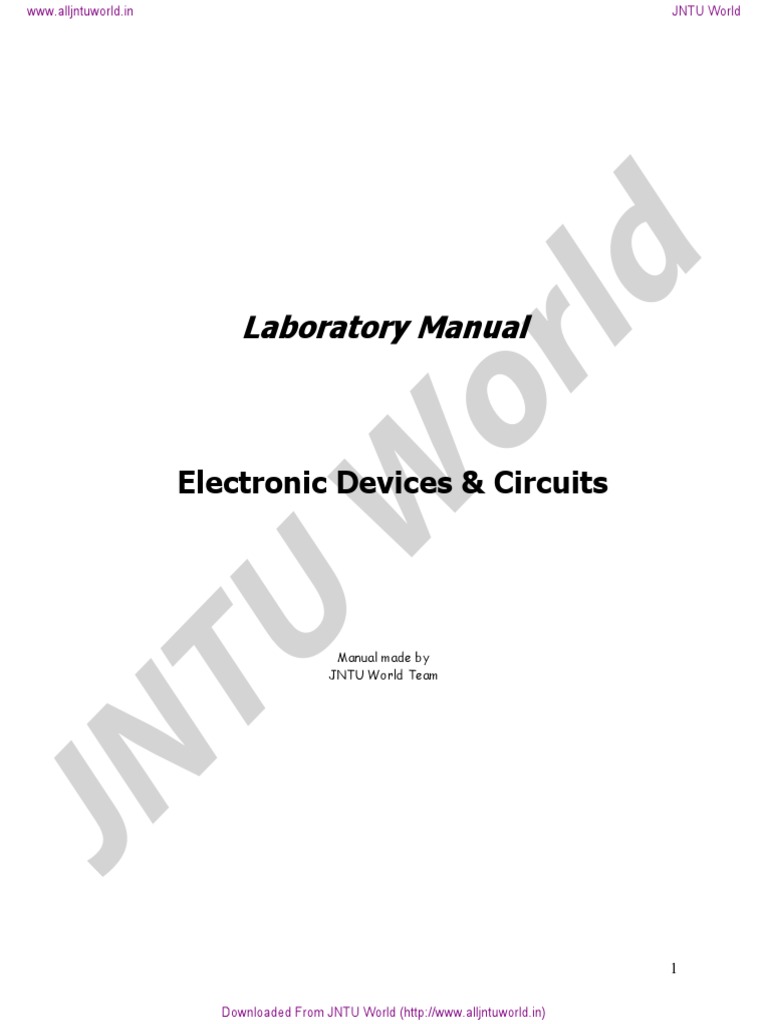EDC Lab Manual for Second Year Students | PDF | Field Effect Transistor ...