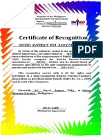 Cerfificate of Recognition