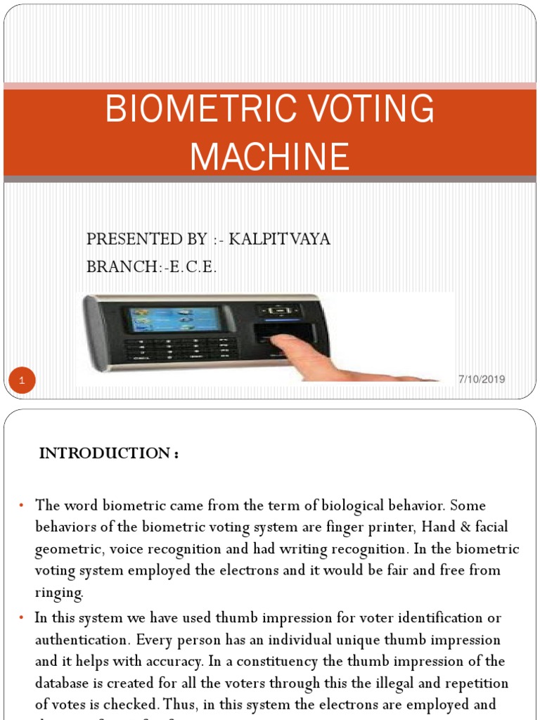 Biometric Voting Machine Overview | PDF | Electronic Voting | Voting