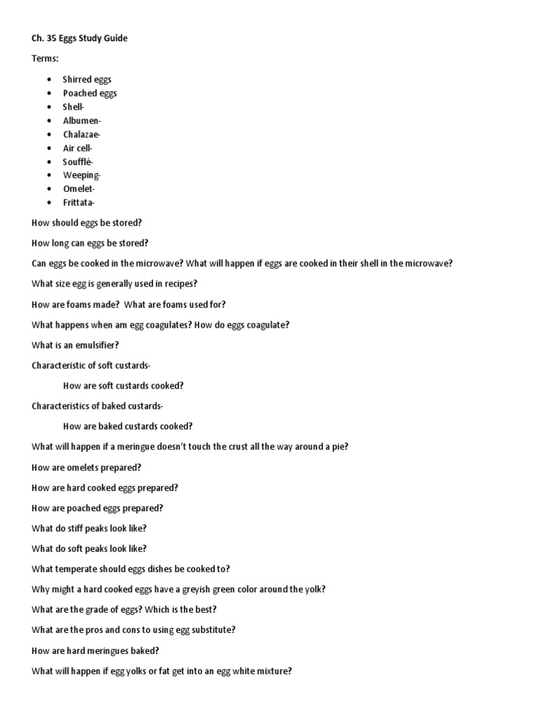 Ch. 35 Eggs Study Guide PDF
