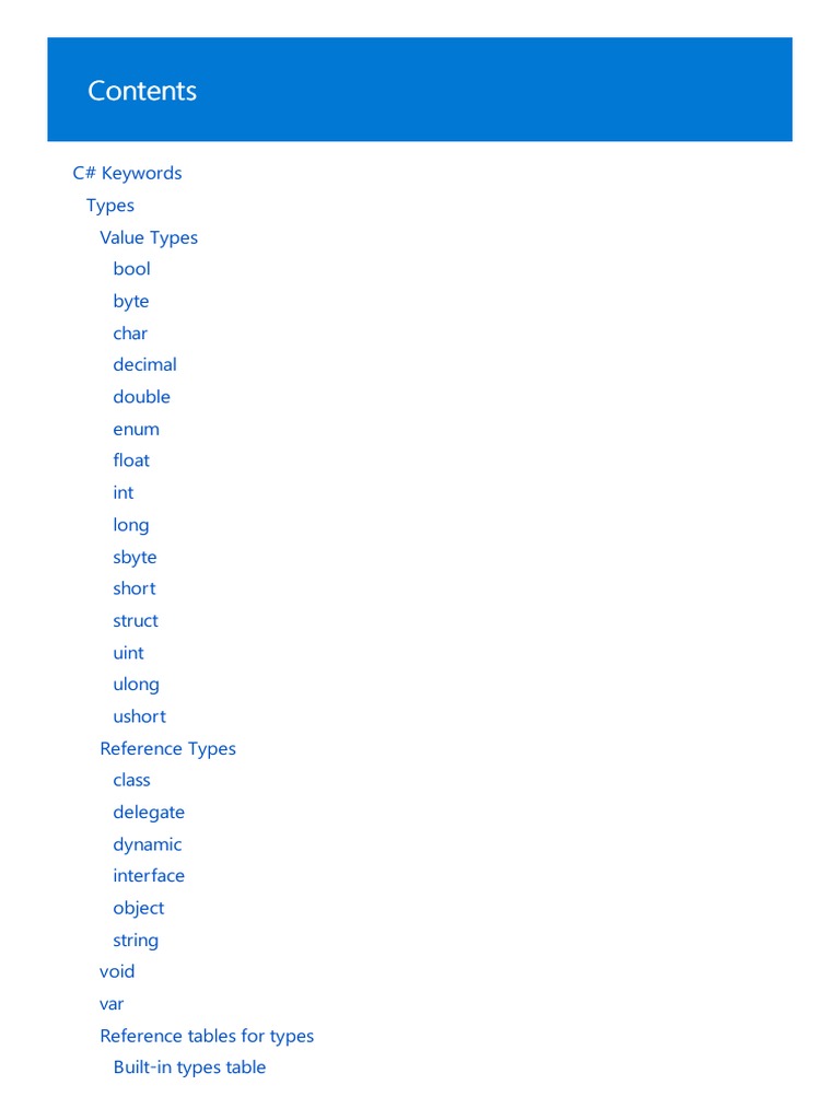 C# Command List | C Sharp (Programming Language) | C (Programming Language)