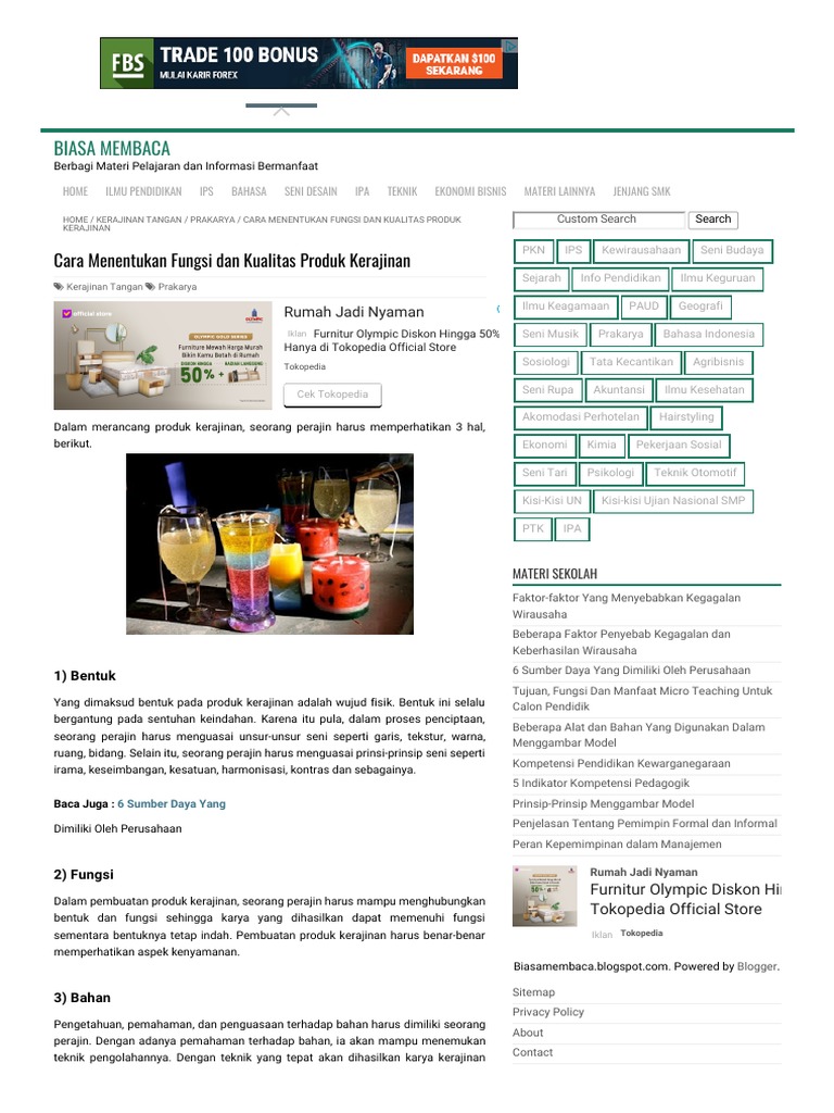 Cara Menentukan Fungsi Dan Kualitas Produk Kerajinan Biasa Membaca Pdf