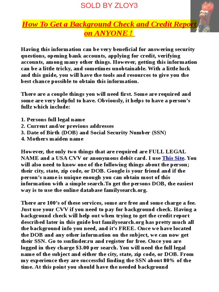 How To Get A Background Check and Credit Report On Anyone ! This Site