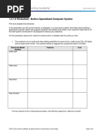 1.3.1.6 Worksheet - Build A Specialized Computer System: IT Essentials 5.0