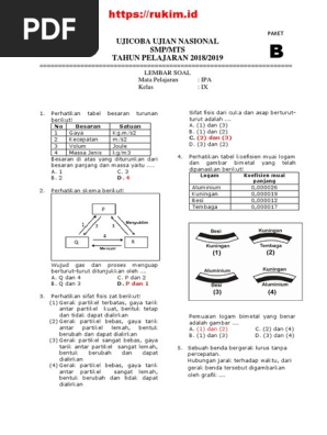 Soal Dan Kunci Ucun Ipa B 2019