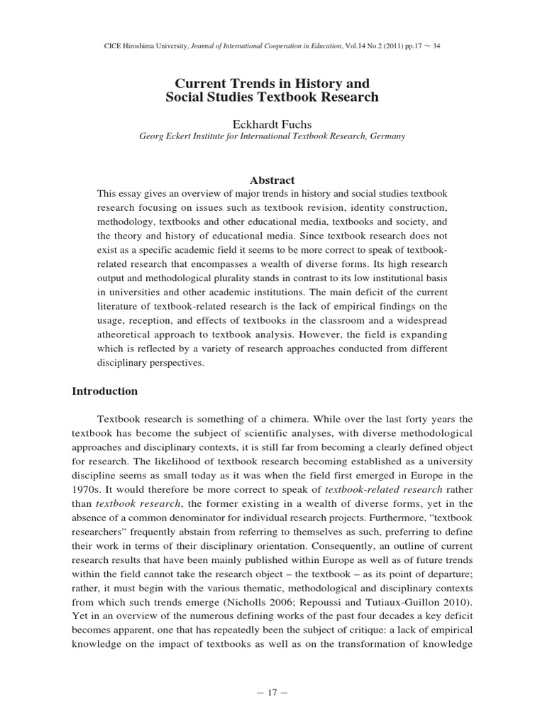 Current Trends in History and Social Studies Textbook Research PDF