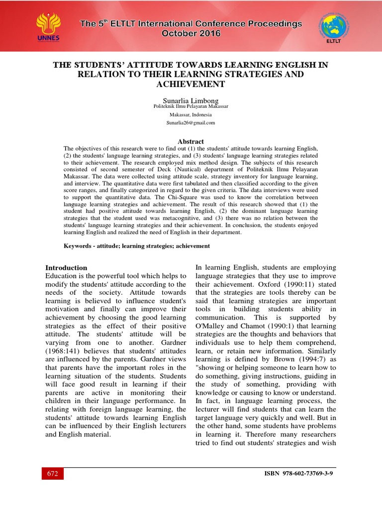 The Students Attitude Towards Learning English in Relation To Their ...