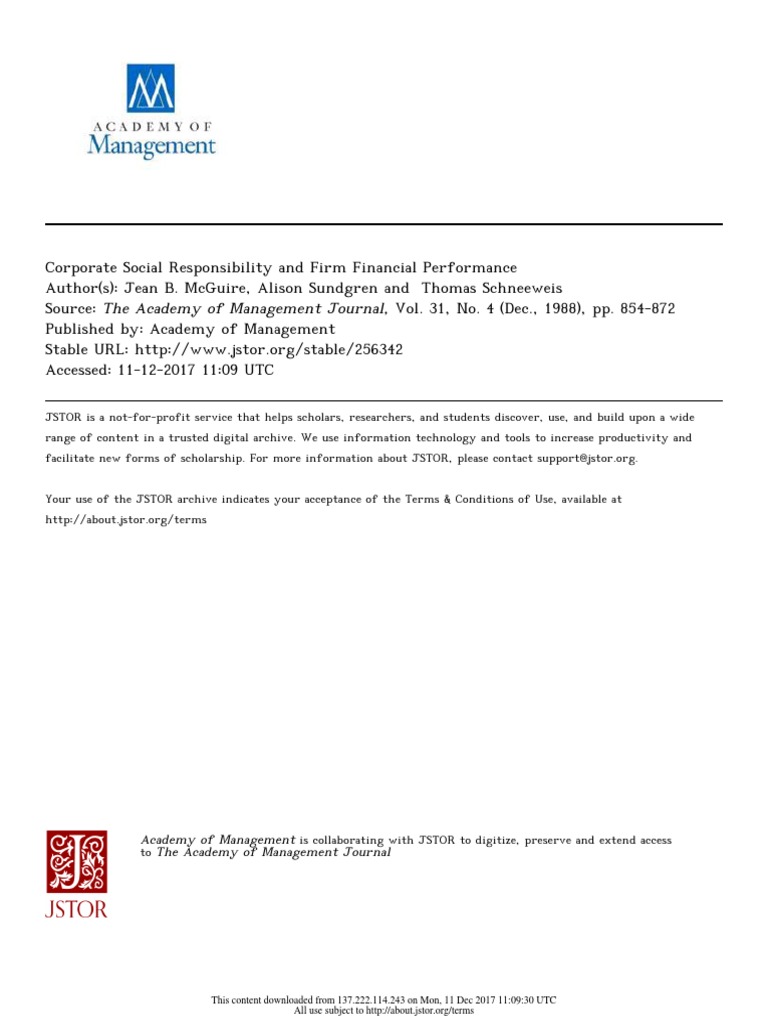 CSR and Financial Performance | PDF | Corporate Social Responsibility ...