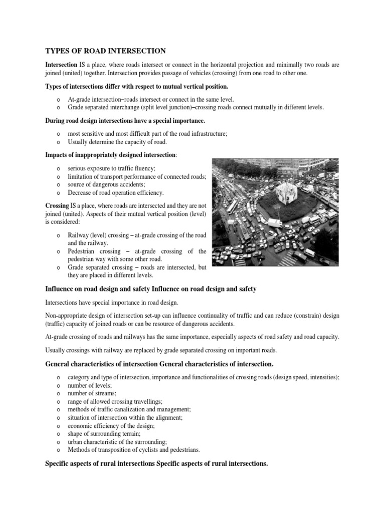Types of Road Intersections Explained | PDF | Intersection (Road) | Road