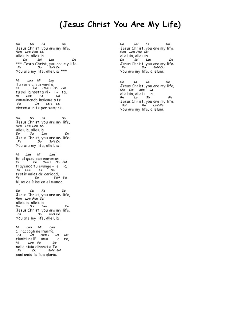 Jesus Christ You Are My Life Testo Italiano Jesus Christ You Are My Life | PDF