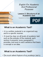 English For Academic and Professional Purposes: Lesson 2: Structure of An Academic Text