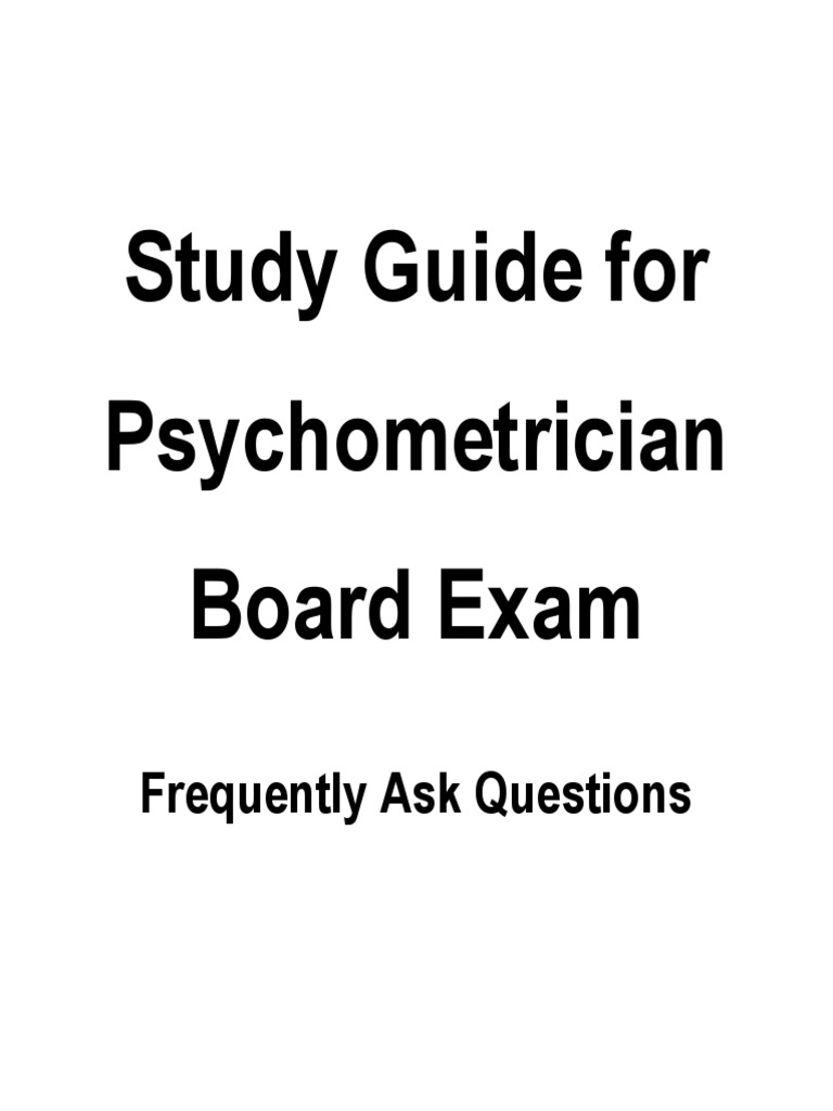 Study Guide For Psychometrician Board Exam Frequently Ask Questions PDF Id Cognitive