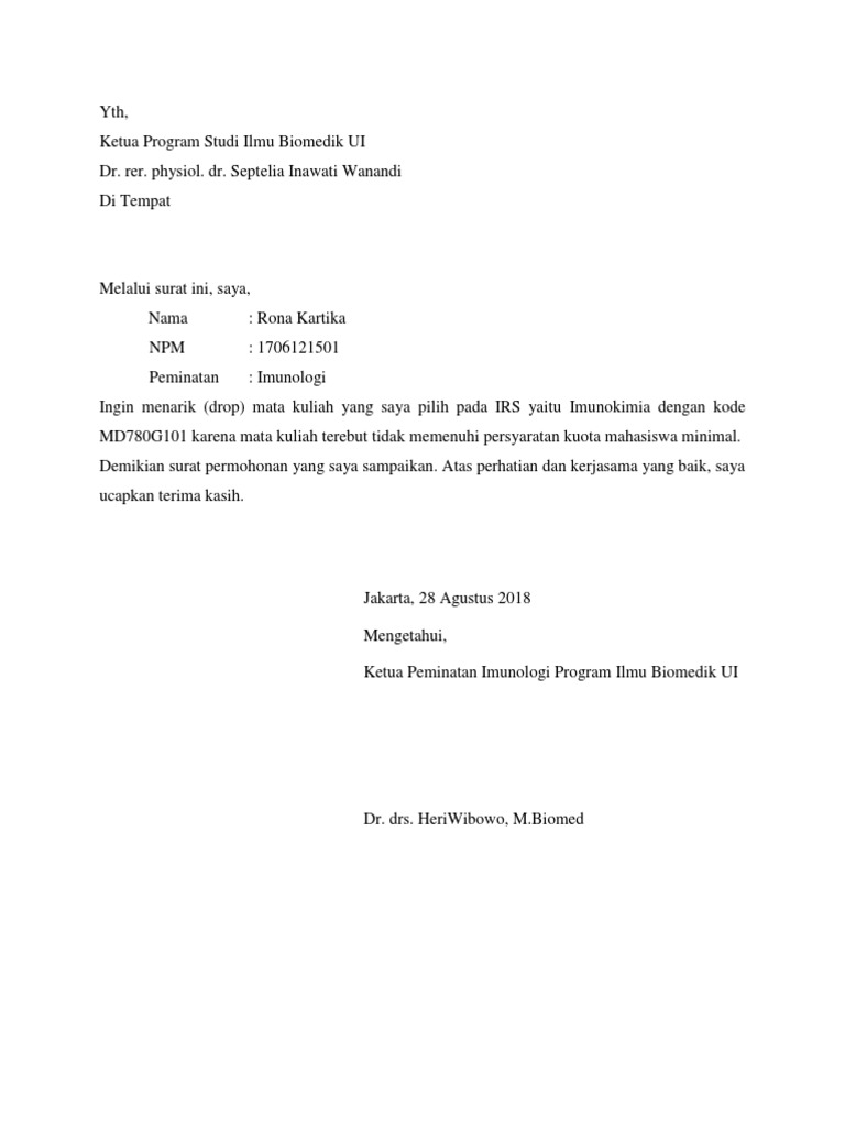 Pengajuan Drop Irs | PDF | Pengembangan Diri | Kesehatan Holistik