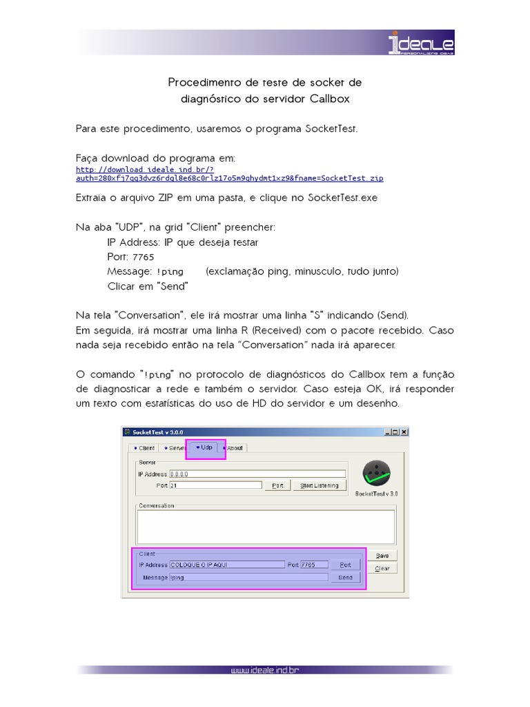 Teste de Socket para Diagnóstico Callbox | PDF