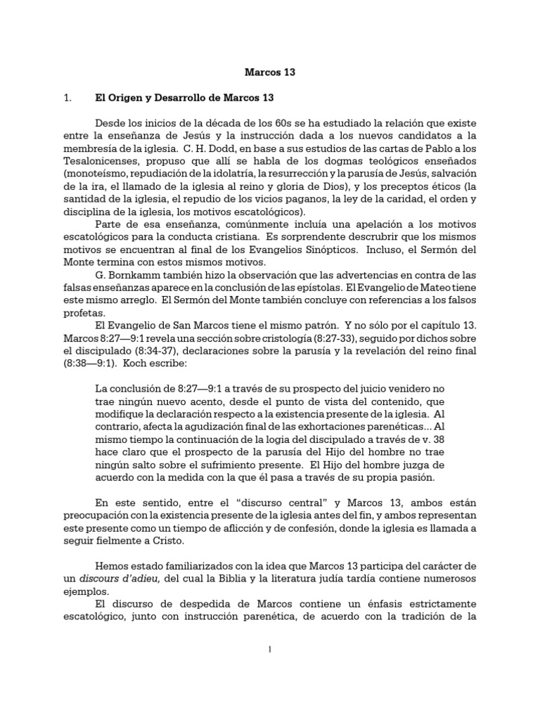 Un Acercamiento Fresco A Marcos 13 PDF | PDF | Libro de revelación ...