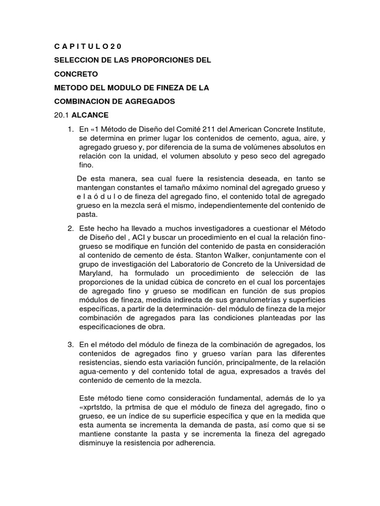 Proporciones de Concreto y Módulo de Fineza | PDF | Hormigón | Cemento