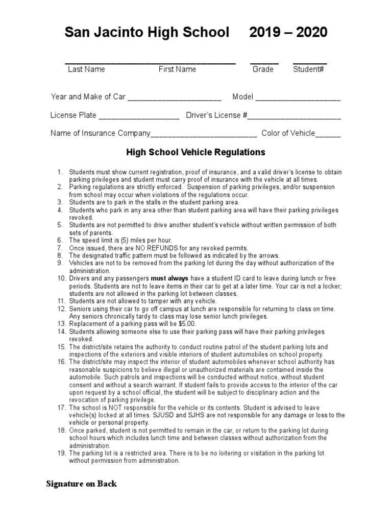 San Jacinto Parking Permit Guidelines | PDF | Driver's License ...