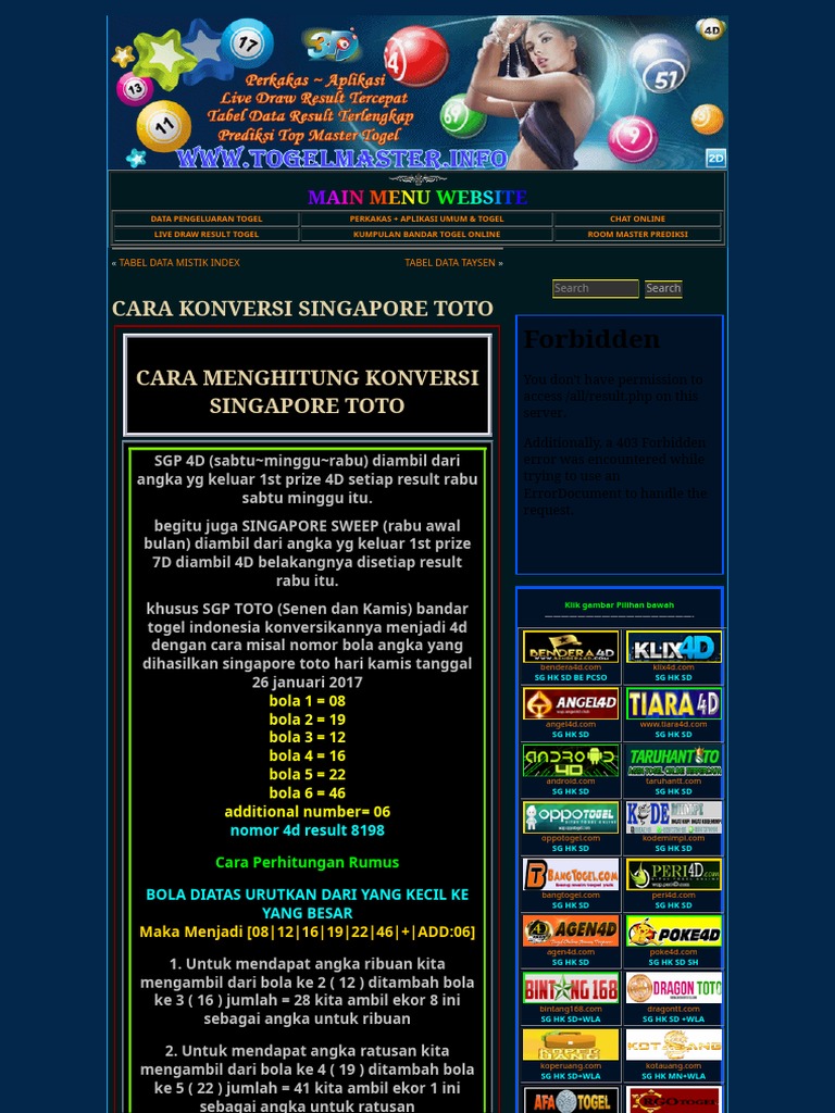 Togel Master Cara Konversi Singapore Toto Pdf