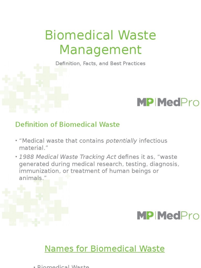 Biomedical Waste Management PDF Human Impact On The Environment