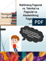 1 Malikhaing Pgsulat Vs Teknikal Na Pag Sulat Vs Akademikong Pagsulat