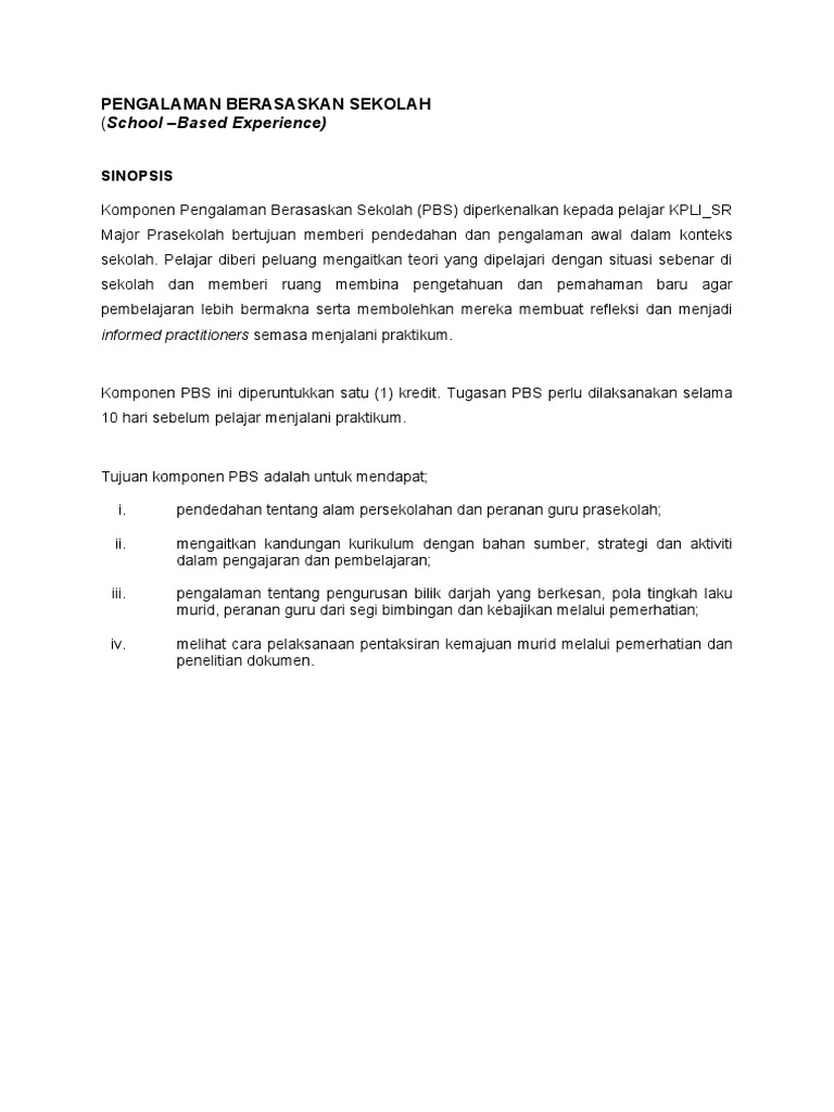 PENGALAMAN BERASASKAN SEKOLAH