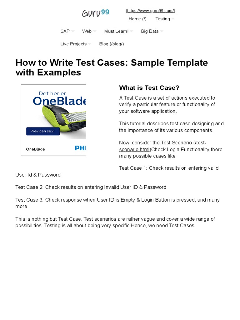 How To Write Test Cases - Sample Template With Examples | PDF ...