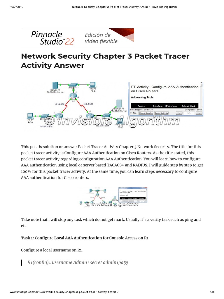 Network Security Chapter 3 Packet Tracer Activity Answer - Invisible ...