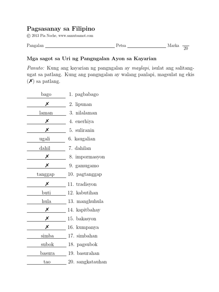 Mga Sagot Sa Uri Ng Pangngalan Ayon Sa Kayarian 4 1