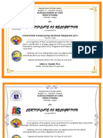 Certificate of Recognition: Schools Division of Capiz District of Panitan