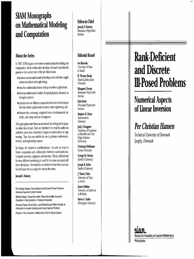 (Monographs On Mathematical Modeling and Computation) Per Christian ...