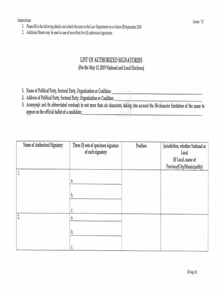 Authorized Signature Template
