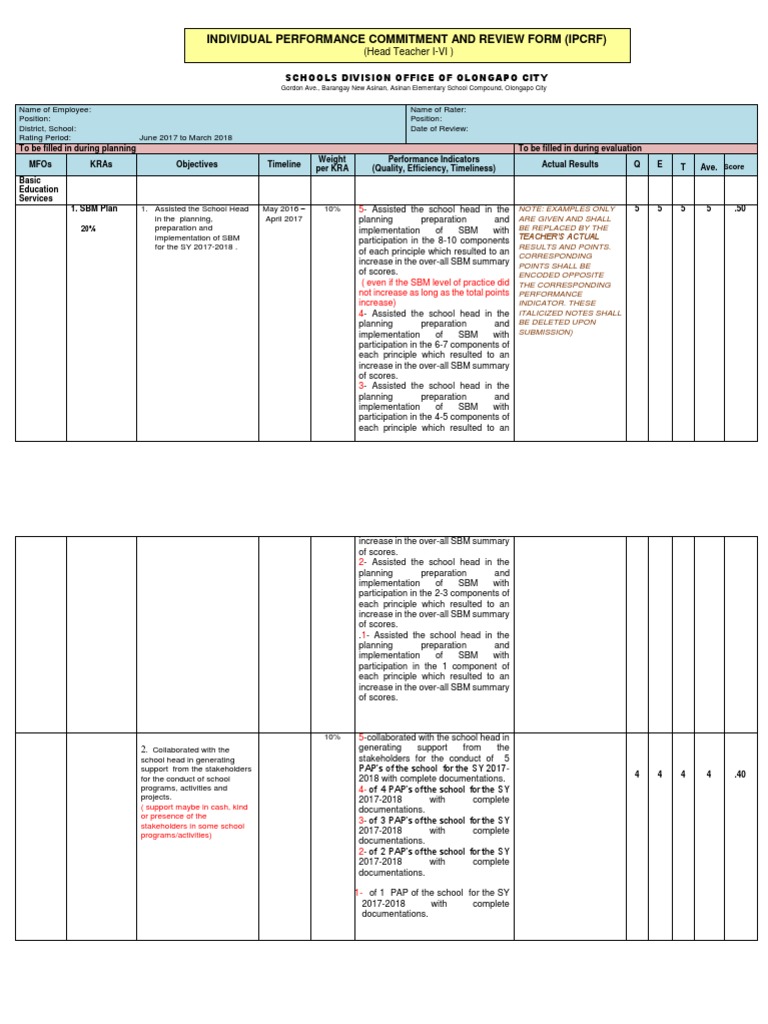 IPCRF Guidelines for Teacher Evaluation | PDF | Lesson Plan | Teachers