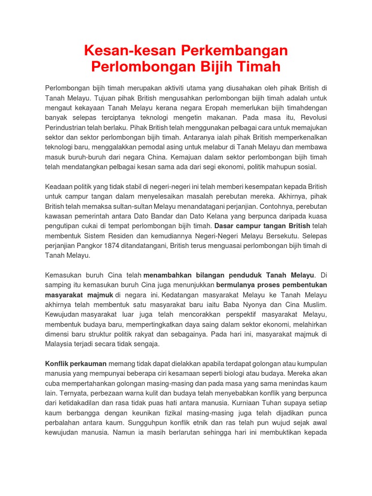 Kesan Ekonomi Dan Sosial | PDF