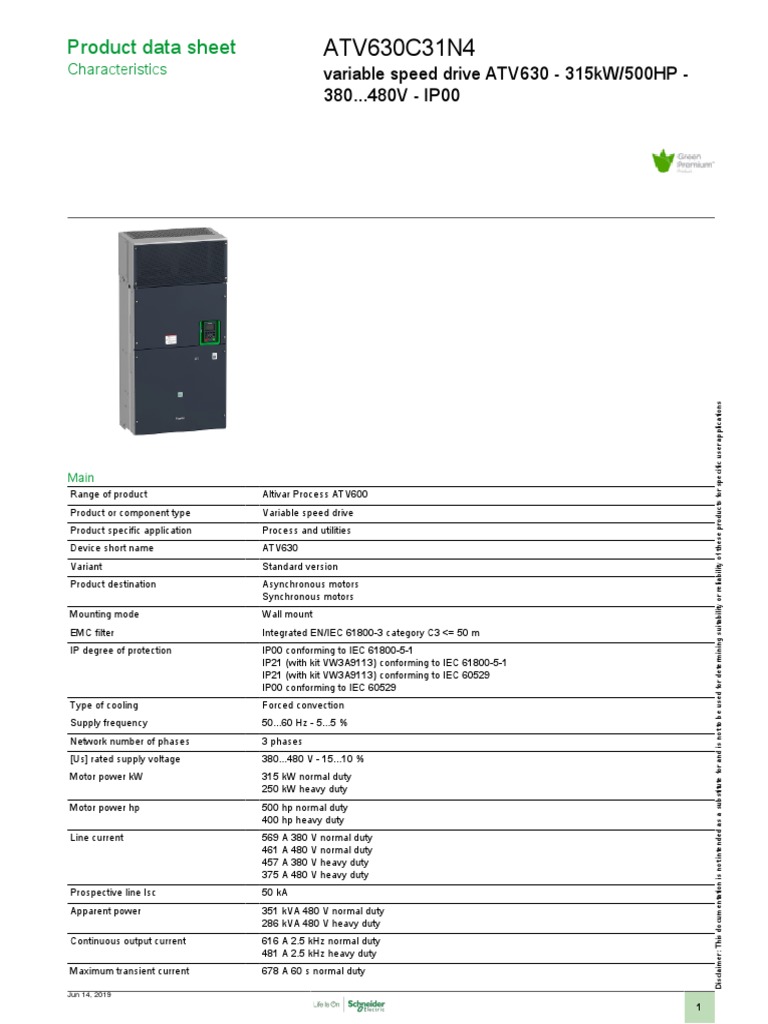 ATV630 Variable Speed Drive Data Sheet | PDF | Electric Motor ...