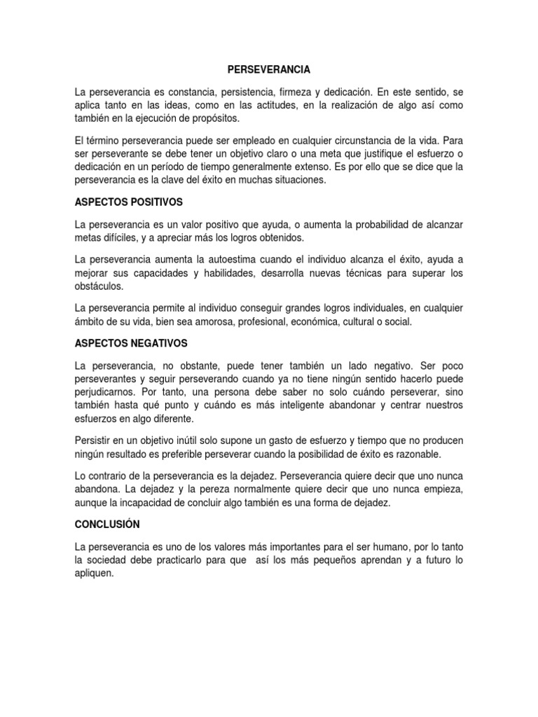 Valor y Clave de la Perseverancia | PDF
