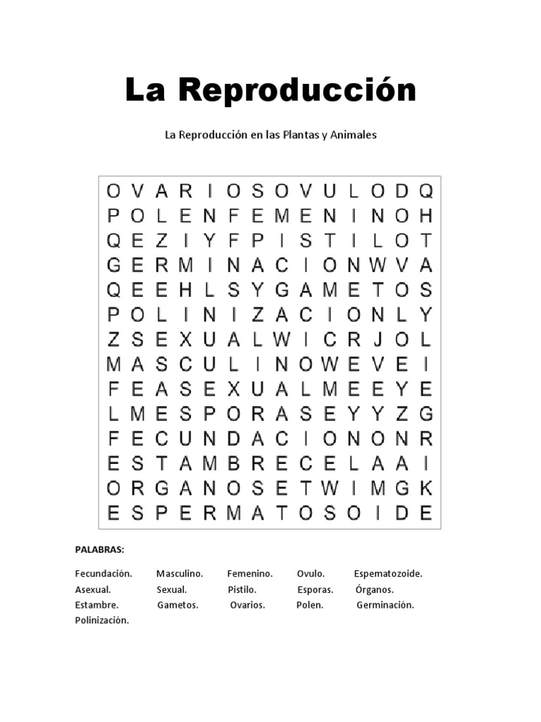 La Reproduccin Sopa de Letras | PDF
