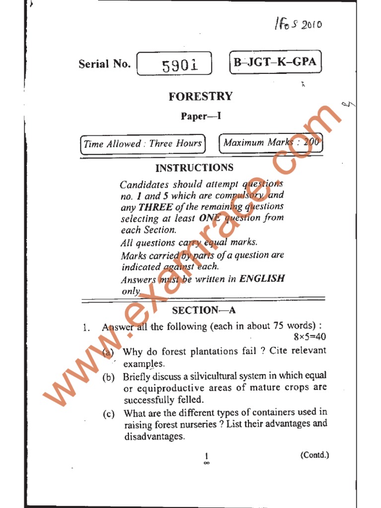 Forestry Exam Paper Analysis | PDF | Forestry | Forests