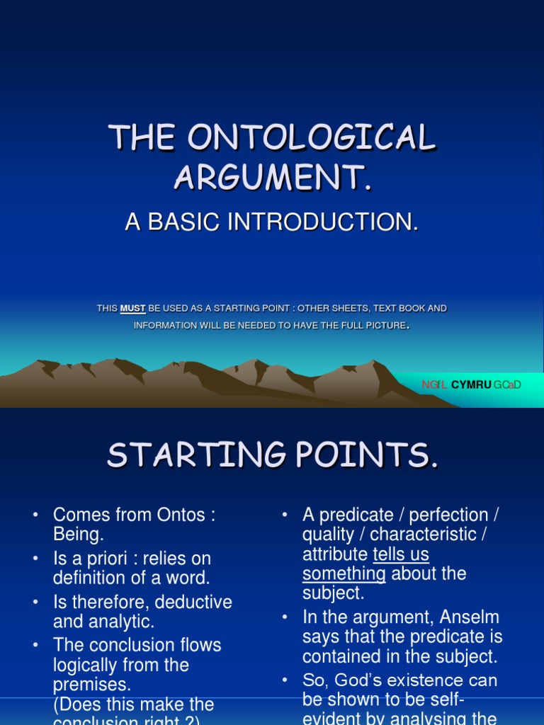 The Ontological Argument.: A Basic Introduction | PDF | Logical ...