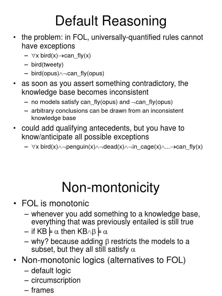 Understanding Default Reasoning in FOL | PDF | Logical Consequence ...