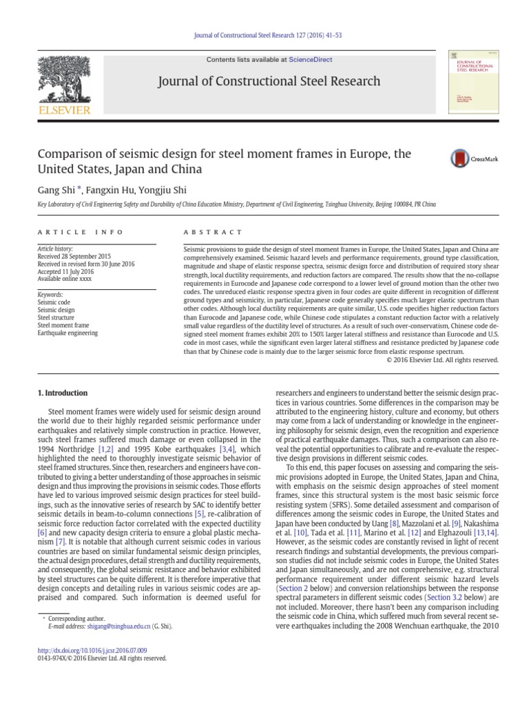 Comparison of Seismic Design For Steel Moment Frames in Europe | PDF ...