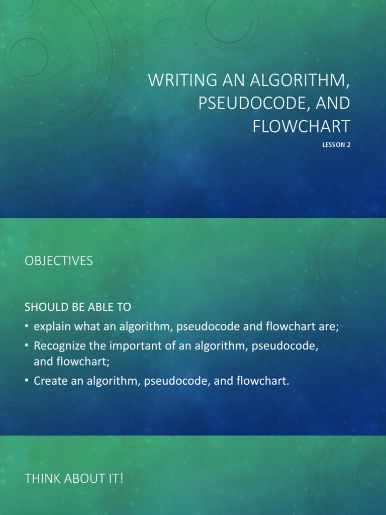 Writing An Algorithm, Pseudocode, and Flowchart PDF