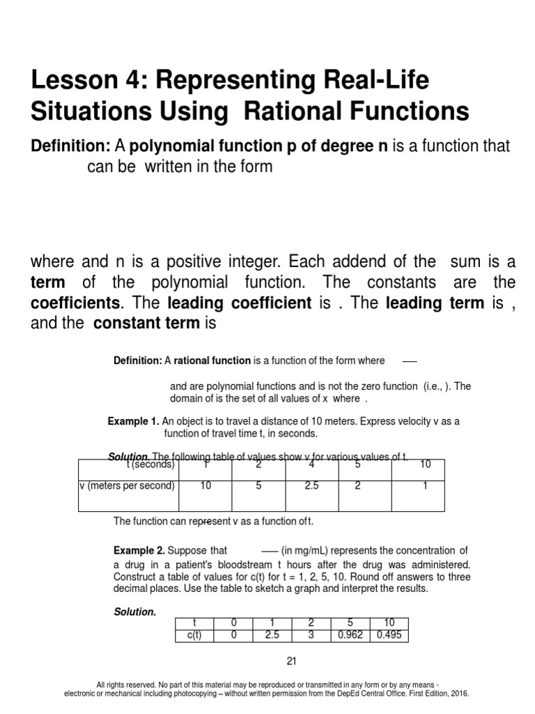 Real-Life Applications of Rational Functions | PDF | Function ...