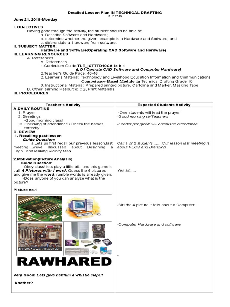 Detailed Lesson Plan in Technical Drafting PDF Computer Hardware