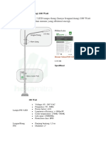 Spesifikasi Peralatan Lampu Jalan Tenaga Surya