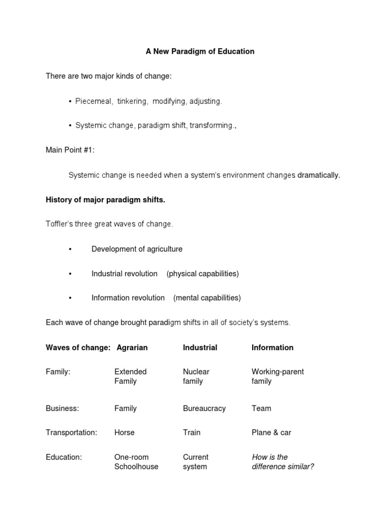 A New Paradigm of Education: How Is The Difference Similar? | PDF ...