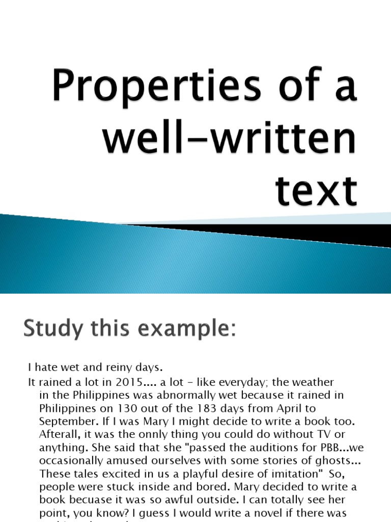 Properties of A Well Written Text PDF