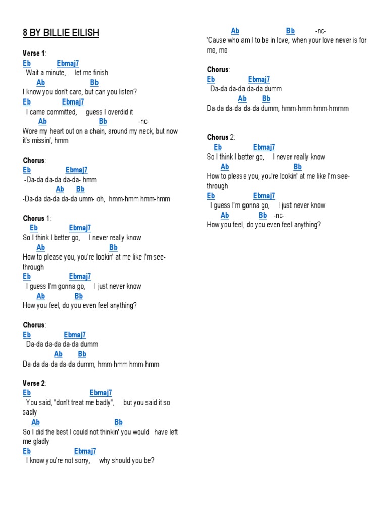 My Boy Billie Eilish Ukulele Chords