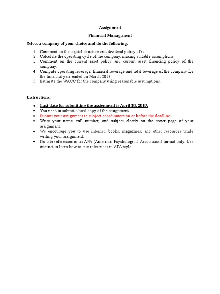 Financial Management Assignment Guide | PDF